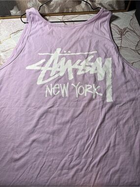 Stussy Lavender New York Graphic Tank Top